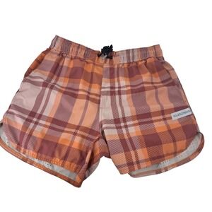 Legends‎ Active Plaid Athletic Shorts Women's Size M Orange Brown Running Gym